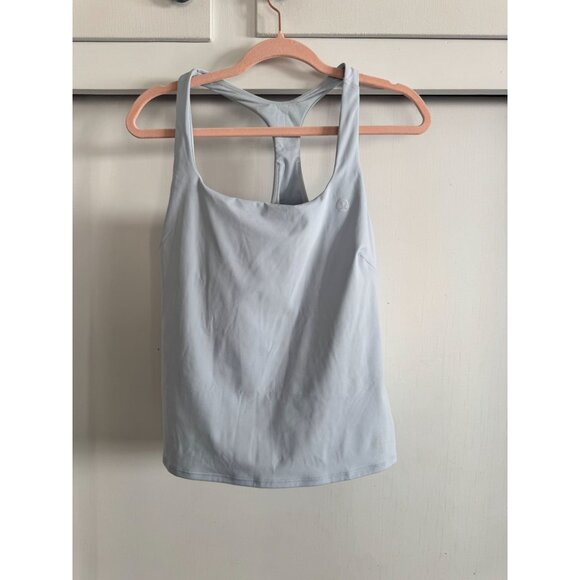 LULULEMON LIGHTWEIGHT TENNIS TANK BUILT-IN SHELF BRA STARCH BLUE SZ 12 EXCELLENT - Picture 1 of 4